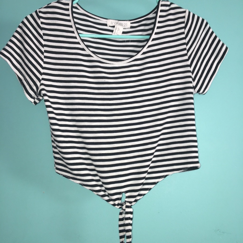 Black and white striped crop top
